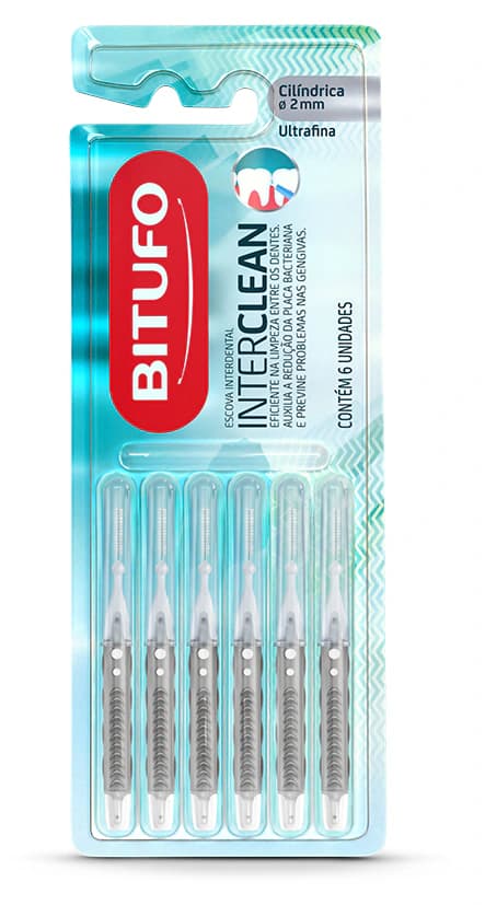 Bitufo Escova Interdental Interclean Ultrafina Cilíndrica 2mm (6 unidades)