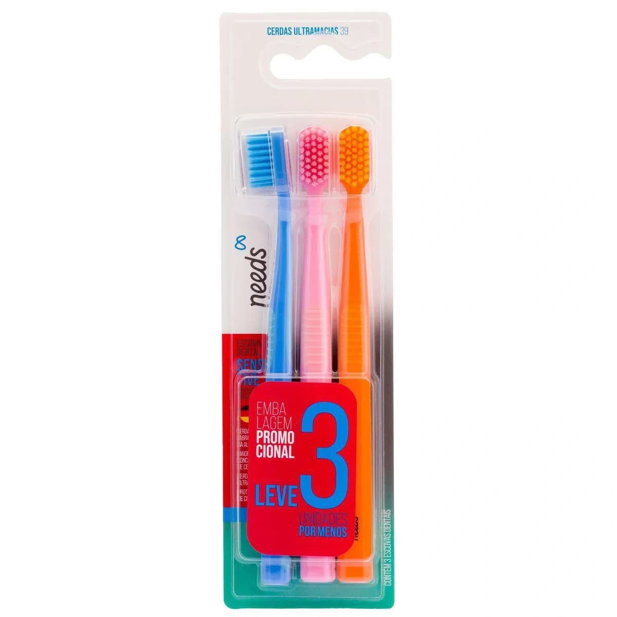 Needs Kit Escovas Dentais Sensitive 6240 (3 unidades)