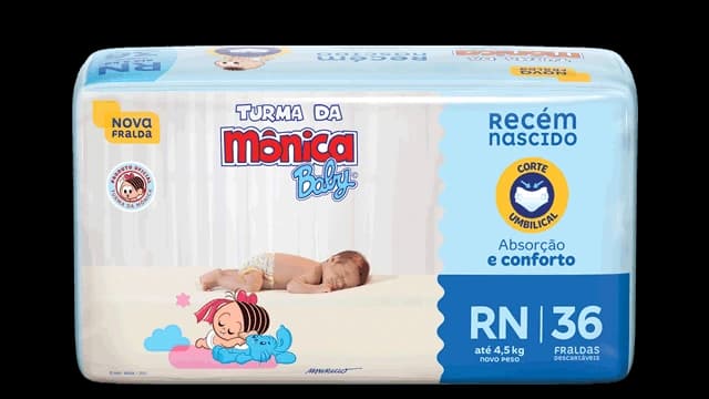 Turma da Mônica Baby Fralda Turma da Mônica Baby Jumbo RN 36 unidades