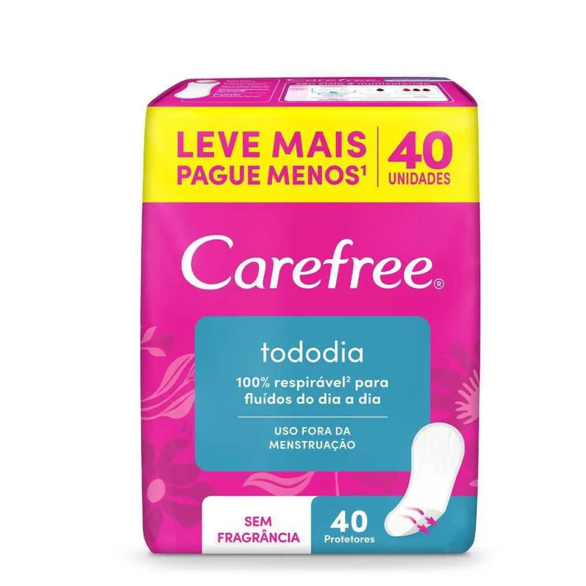 Carefree Protetor Diário Todo Dia Sem Perfume 40 unidades