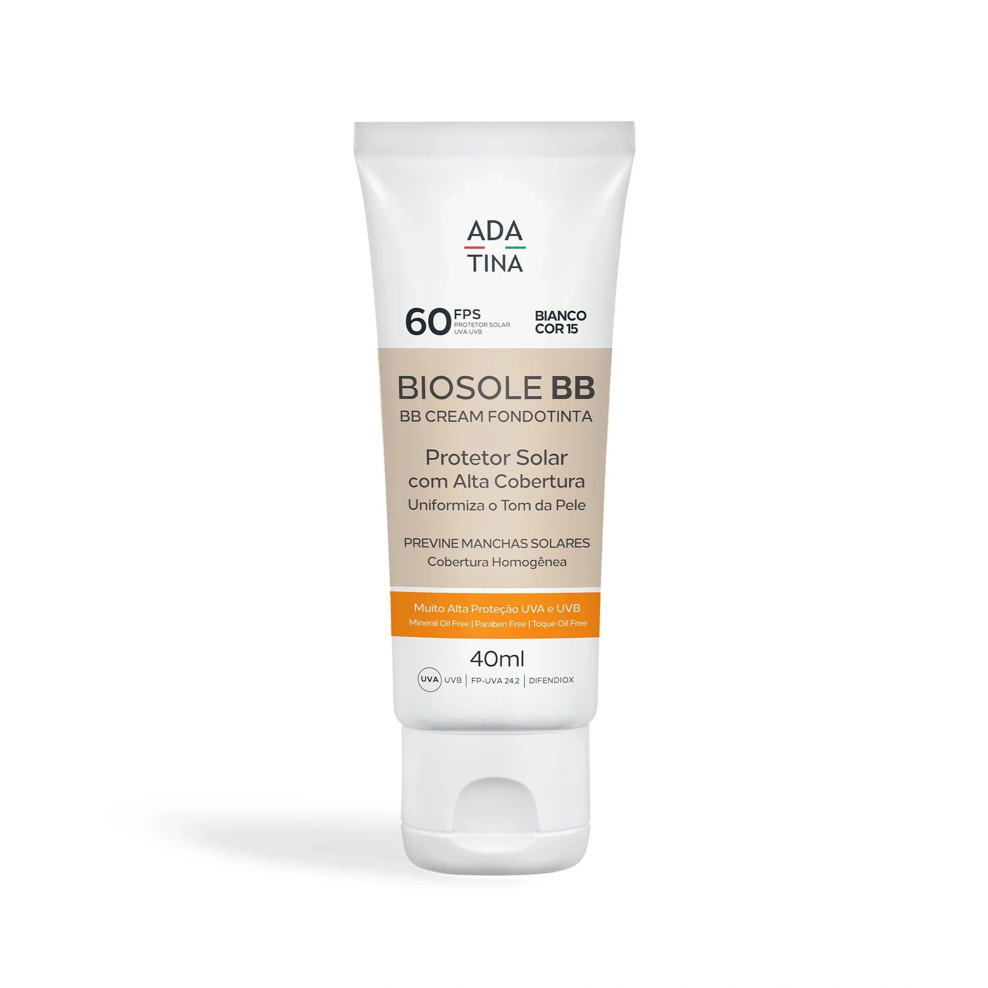 Ada Tina Ada Tina Biosole BB Cream FPS 60 Toque Seco Cor 15 Bianco, 40ml