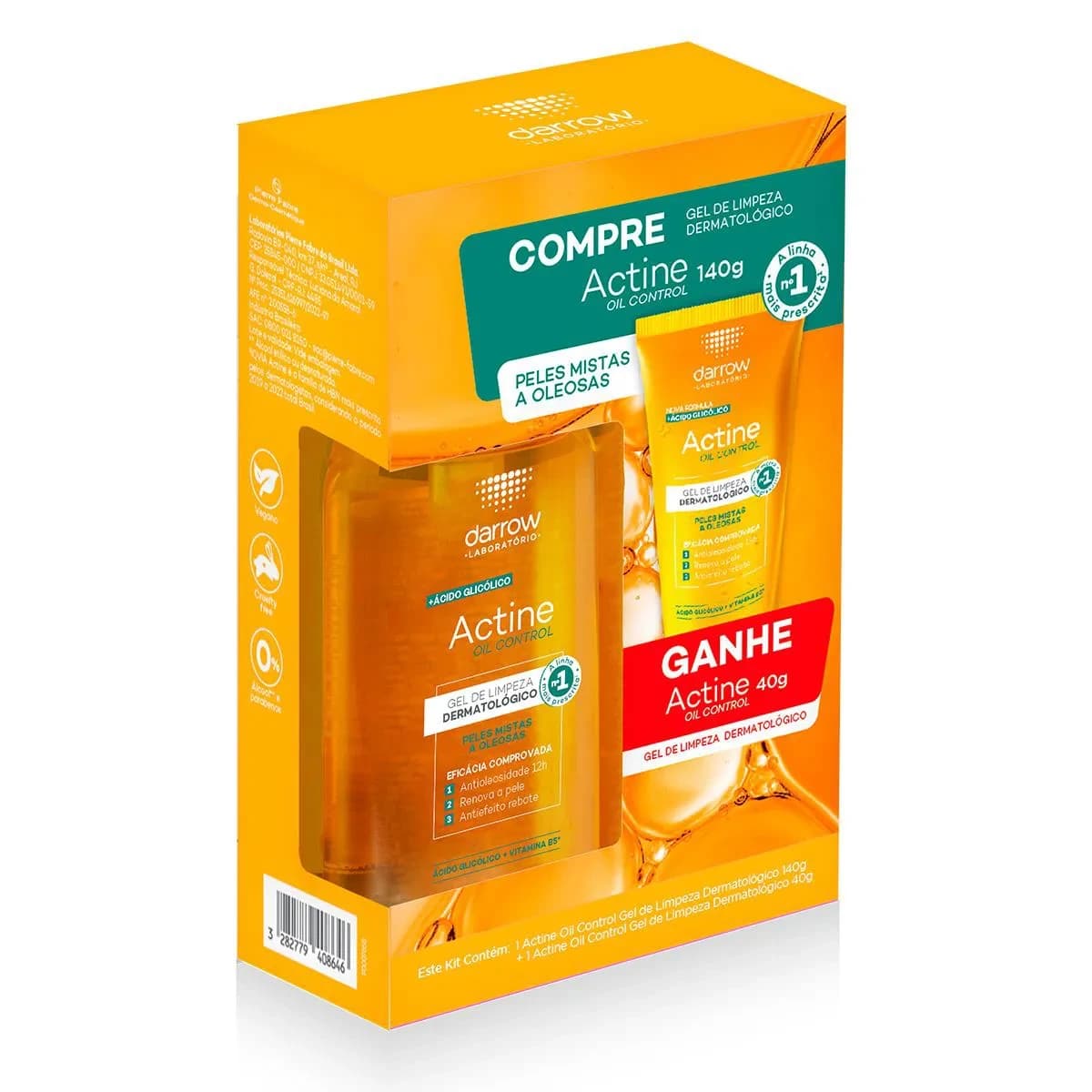 Darrow Actine Oil Control Kit Gel de Limpeza Facial 140g + 40g