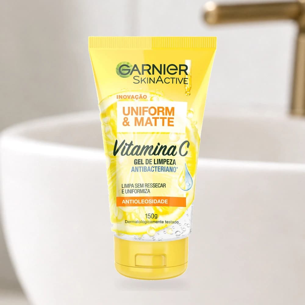Gel de Limpeza Facial Uniform & Matte Vitamina C Garnier 150g