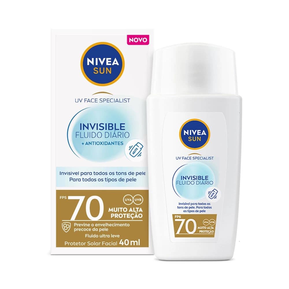 Nivea SUN Protetor Solar Facial Fluido UV Face Specialist Invisible FPS 70 40ml
